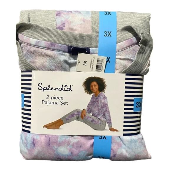 Splendid Pajamas Set Loungewear 2 piece Purple Floral Ladies Plus Size 3X NEW - Picture 1 of 4